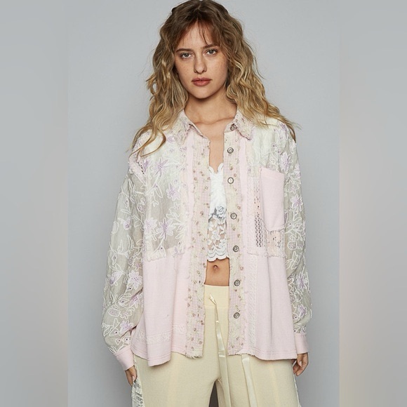 POL Pink Floral Embroidered Blouse - Picture 2 of 6